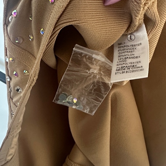Fashion Nova Tan Mini Dress with Embellishments - Picture 3 of 3